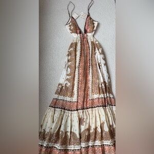 Zimmermann Maxine Plunge Dress in Orange Paisley sz 1